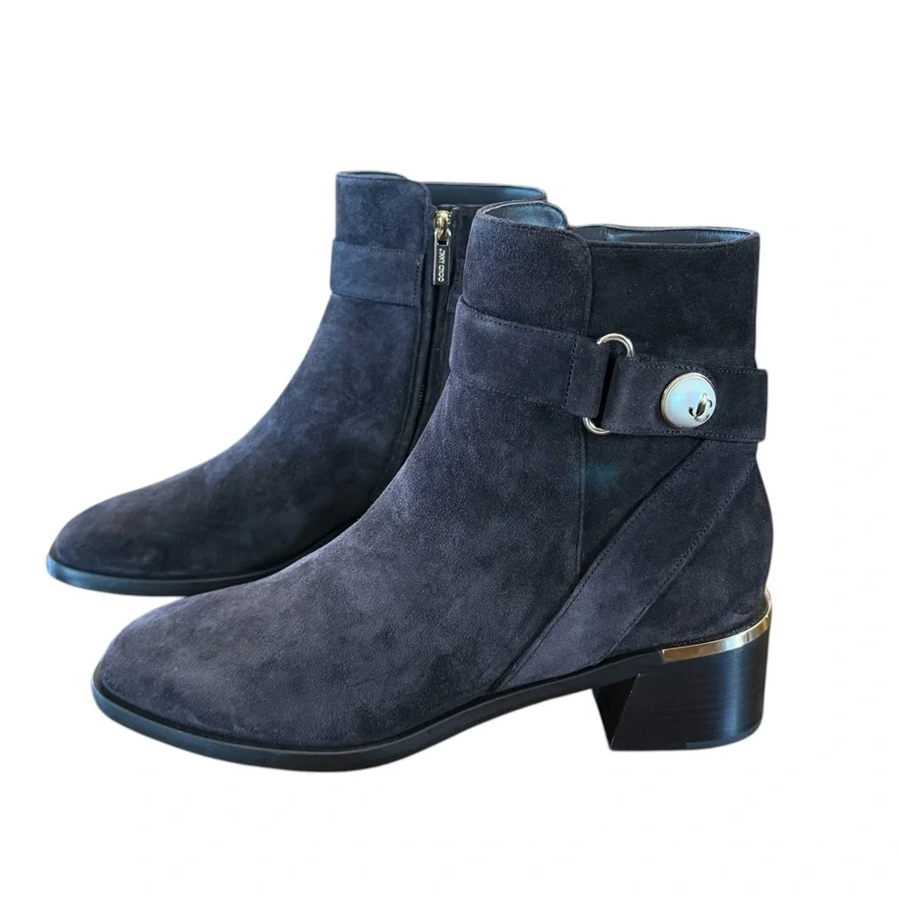 Jimmy Choo Noor 45 Coffee Brown Velvet Suede Ankle Boots NEW EU 39.5 US 9.5